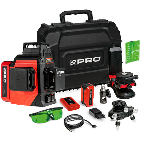Laser wieloliniowy PRO-AQ3DG (zielona wiązka) zestaw PRO L1207