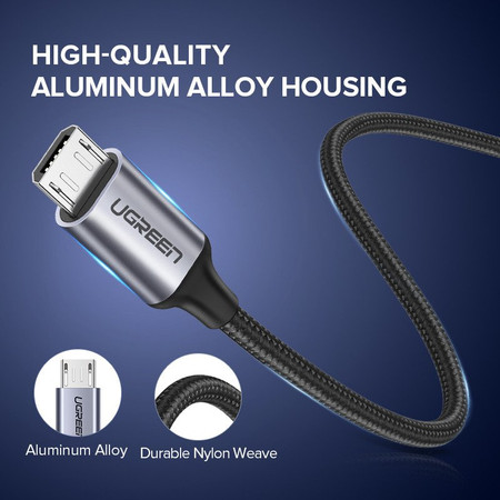 Kabel USB do Micro USB UGREEN  US290 QC 3.0 2.4A 1.5m (czarny)