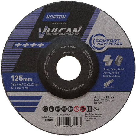 Tarcza Do Stali Vulcan 125x22,23mm Norton 66252830804