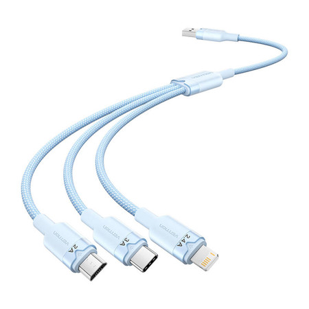Kabel USB 2.0 A do 3w1 3A Vention CTPLG 1.5M (niebieski)