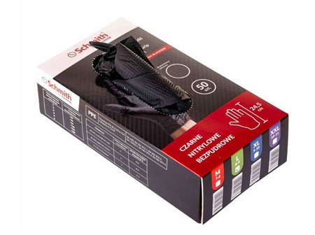 Rękawiczki rękawice nitrylowe XL 50szt Schmith SNIM-BLACKGRIP