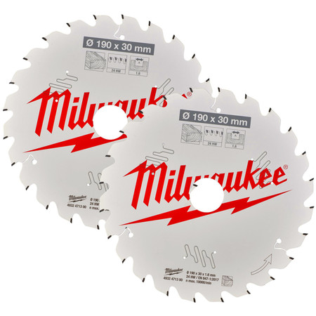Tarcze pilarskie do drewna zestaw190x30mm 24zęby 2szt Milwaukee 4932479804