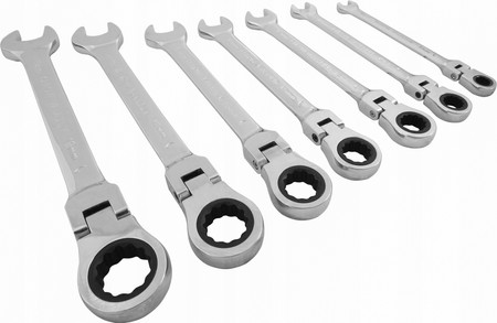 Klucze płasko-oczkowe z grzechotką 7szt Verke V35401