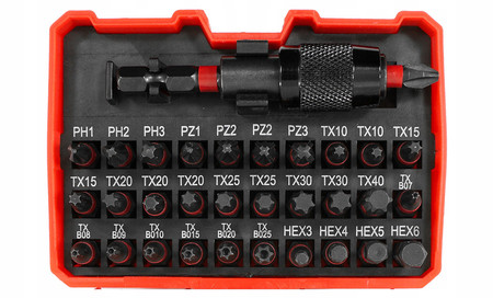 Bity Udarowe Końcówki Zestaw Hex Torx + Uchwyt 32szt Verke V39204
