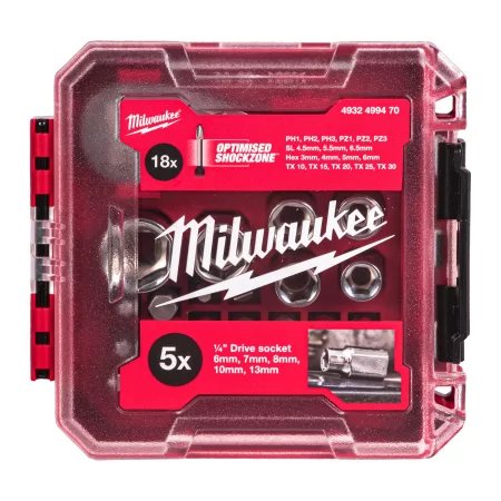 Zestaw nasadek bitów z grzechotką 1/4'' 25szt Milwaukee 4932499470
