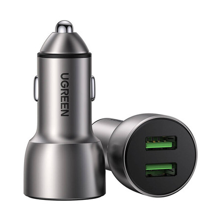 Ładowarka samochodowa UGREEN CD213 QC 3.0, 2xUSB, 36W (szara)
