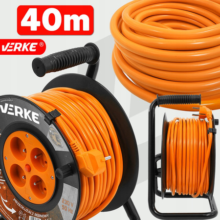Przedłużacz na bębnie 3x1,5mm 40m 4 gniazda bezpiecznik Verke V70011