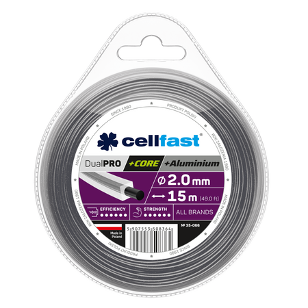 Żyłka tnąca do kosy z rdzeniem 2,0 mm 15m kwadrat CELLFAST 35-066