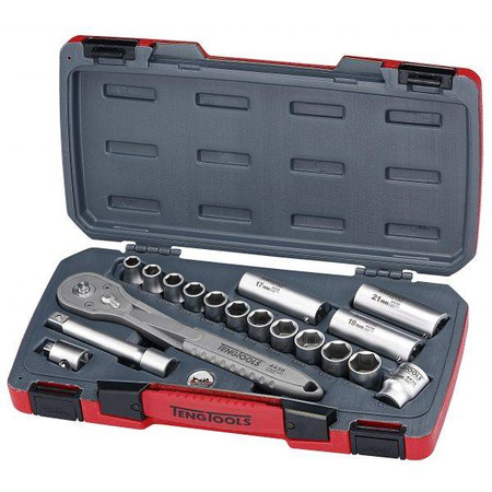 18-elementowy zestaw narzędzi nasadowych nierdzewnych z chwytem kwadratowym 1/2". TS1218 Teng Tools 167510106