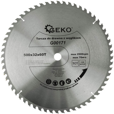 Tarcza Piła Do Drewna 500x32mm 60T Geko G00171