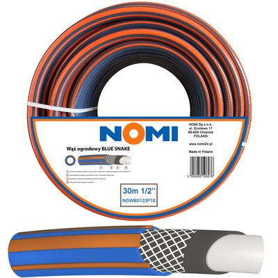 Wąż Ogrodowy NOMI Blue 1/2'' 30m Premium 4-Warstwowy Mocny Wytrzymały