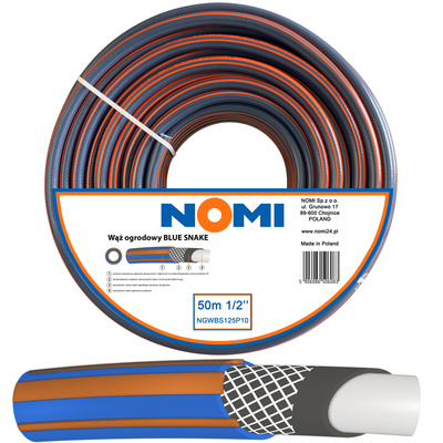 Wąż Ogrodowy NOMI Blue 1/2'' 50m Premium 4-Warstwowy Mocny Wytrzymały