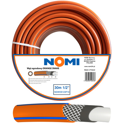 Wąż Ogrodowy NOMI Orange 1/2'' 30m Premium 4-Warstwowy Mocny Wytrzymały