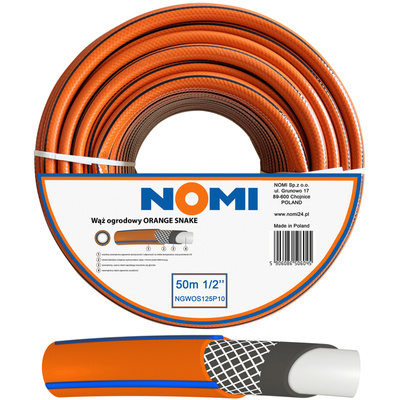 Wąż Ogrodowy NOMI Orange 1/2'' 50m Premium 4-Warstwowy Mocny Wytrzymały