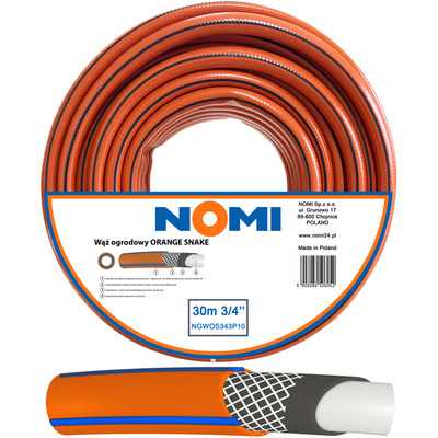 Wąż Ogrodowy NOMI Orange 3/4'' 30m Premium 4-Warstwowy Mocny Wytrzymały