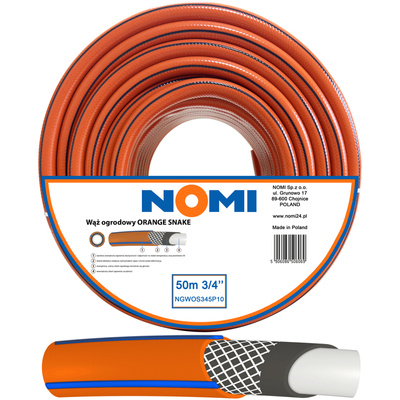 Wąż Ogrodowy NOMI Orange 3/4'' 50m Premium 4-Warstwowy Mocny Wytrzymały