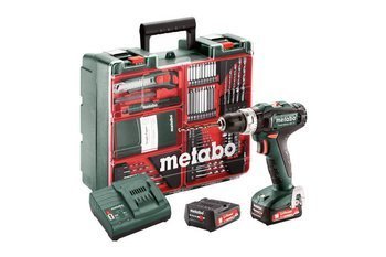 Wiertarka udarowa POWERMAXX BS12 mobilny warsztat z ładowarką +2 akumulatory 63szt. osprzętu Metabo601076870