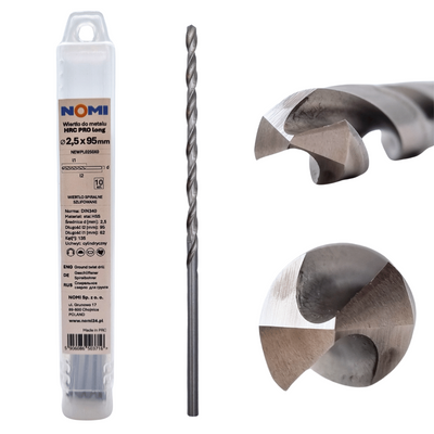 Wiertło do metalu 2,5x95mm przedłużane Nomi hrc pro long długie din 340