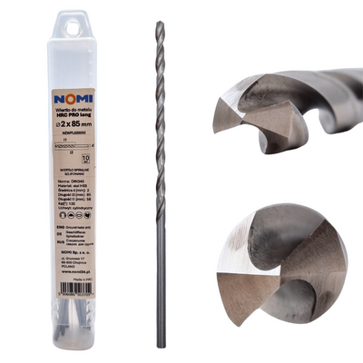 Wiertło do metalu 2x85mm przedłużane Nomi hrc pro long długie din 340