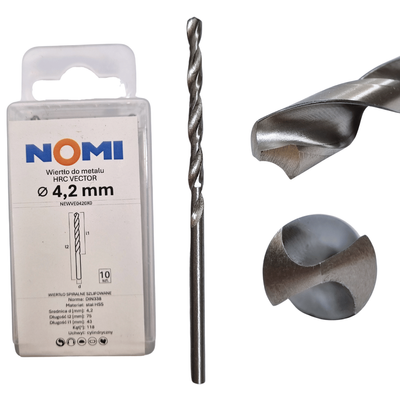 Wiertło do metalu 4,2mm Nomi hrc vector do stali tworzyw drewna żeliwa