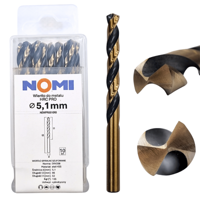 Wiertło do metalu 5,1mm Nomi hrc pro do stali tworzyw aluminium drewna