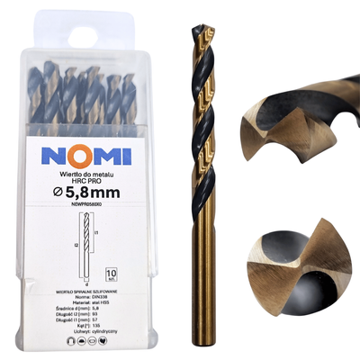 Wiertło do metalu 5,8mm Nomi hrc pro do stali tworzyw aluminium drewna