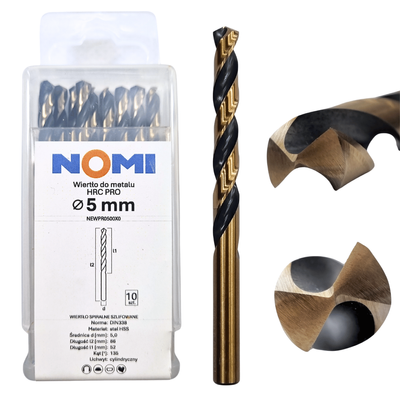 Wiertło do metalu 5mm Nomi hrc pro do stali tworzyw aluminium drewna