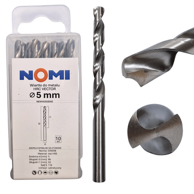 Wiertło do metalu 5mm Nomi hrc vector do stali tworzyw drewna żeliwa