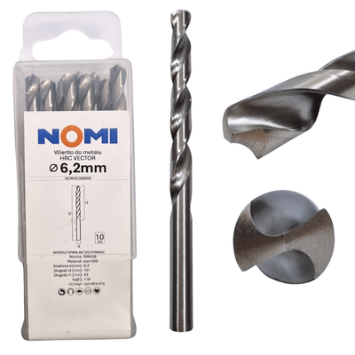 Wiertło do metalu 6,2mm Nomi hrc vector do stali tworzyw drewna żeliwa