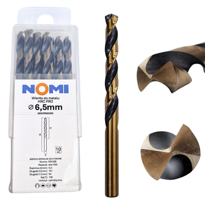 Wiertło do metalu 6,5mm Nomi hrc pro do stali tworzyw aluminium drewna