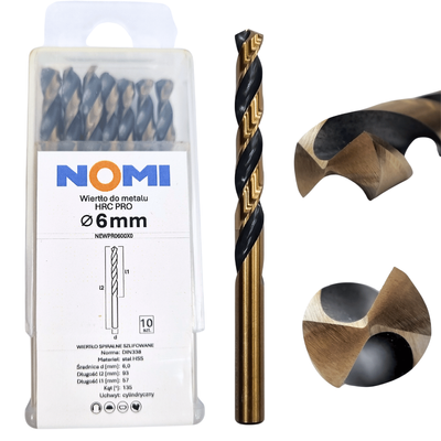 Wiertło do metalu 6mm Nomi hrc pro do stali tworzyw aluminium drewna