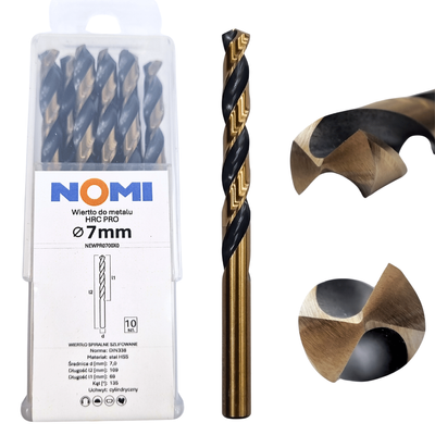 Wiertło do metalu 7mm Nomi hrc pro do stali tworzyw aluminium drewna