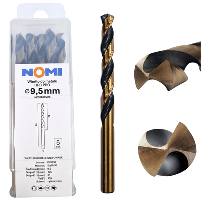 Wiertło do metalu 9,5mm Nomi hrc pro do stali tworzyw aluminium drewna