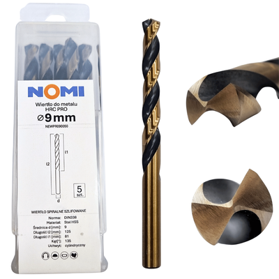 Wiertło do metalu 9mm Nomi hrc pro do stali tworzyw aluminium drewna