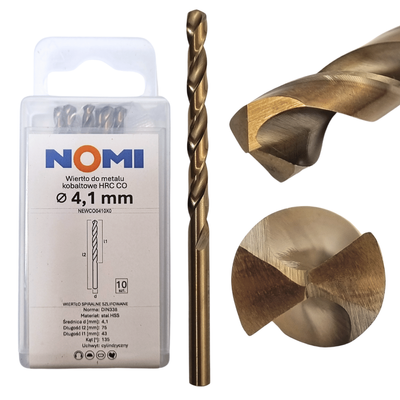 Wiertło do metalu kobaltowe 4,1mm hrc co Nomi do stali tworzyw aluminium