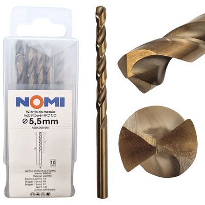 Wiertło do metalu kobaltowe 5,5mm hrc co Nomi do stali tworzyw aluminium