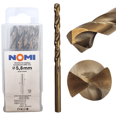 Wiertło do metalu kobaltowe 5,8mm hrc co Nomi do stali tworzyw aluminium