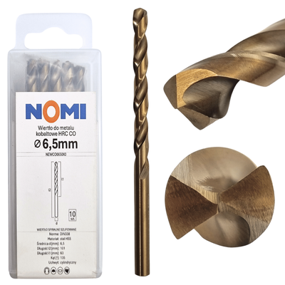 Wiertło do metalu kobaltowe 6,5mm hrc co Nomi do stali tworzyw aluminium