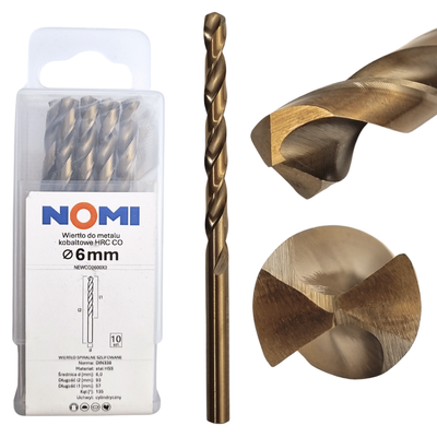 Wiertło do metalu kobaltowe 6mm hrc co Nomi do stali tworzyw aluminium