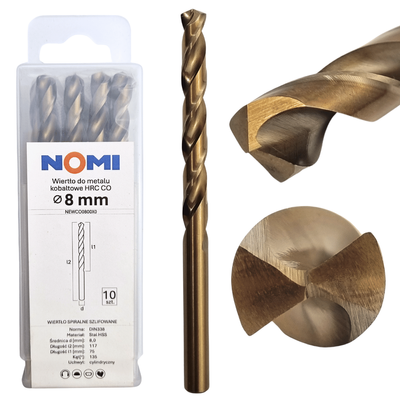 Wiertło do metalu kobaltowe 8mm hrc co Nomi do stali tworzyw aluminium