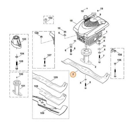 Nóż Kosiarki STIHL MB 500/505/650/750 6360-760-9992