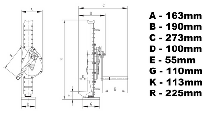 Podnośnik korbowy kolejowy zębatkowy 1500kg 1.5t Viber-System PK1.5