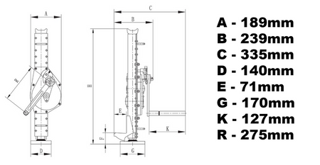 Podnośnik korbowy kolejowy zębatkowy 5000kg 5t Viber-System PK5