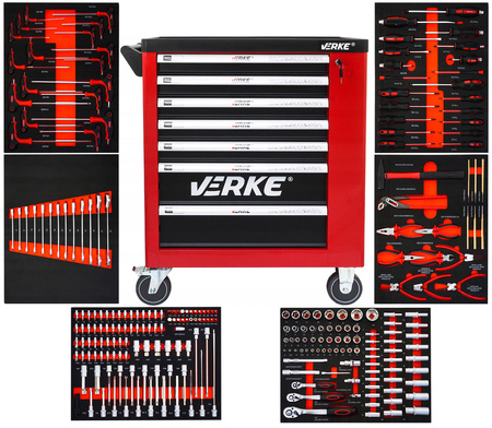 Szafka narzędziowa 7+1 szuflad 250 elementów Verke V33107