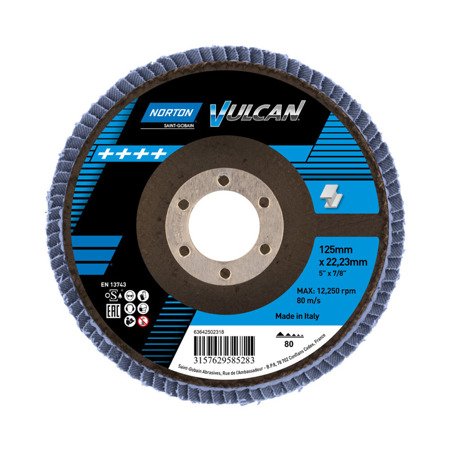 TARCZA SZLIFUJĄCA VULCAN R842 125x22mm P80 NORTON 63642502318