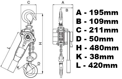 Wciągarka łańcuchowa hakowa 3000kg 3T Viber-System WH3200