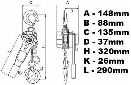 Wciągarka łańcuchowa hakowa 750kg 0,75T Viber-System WH750