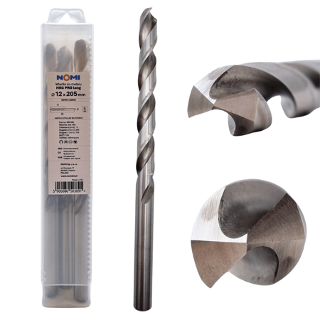 Wiertło do metalu 12x205mm przedłużane Nomi hrc pro long długie din 340  